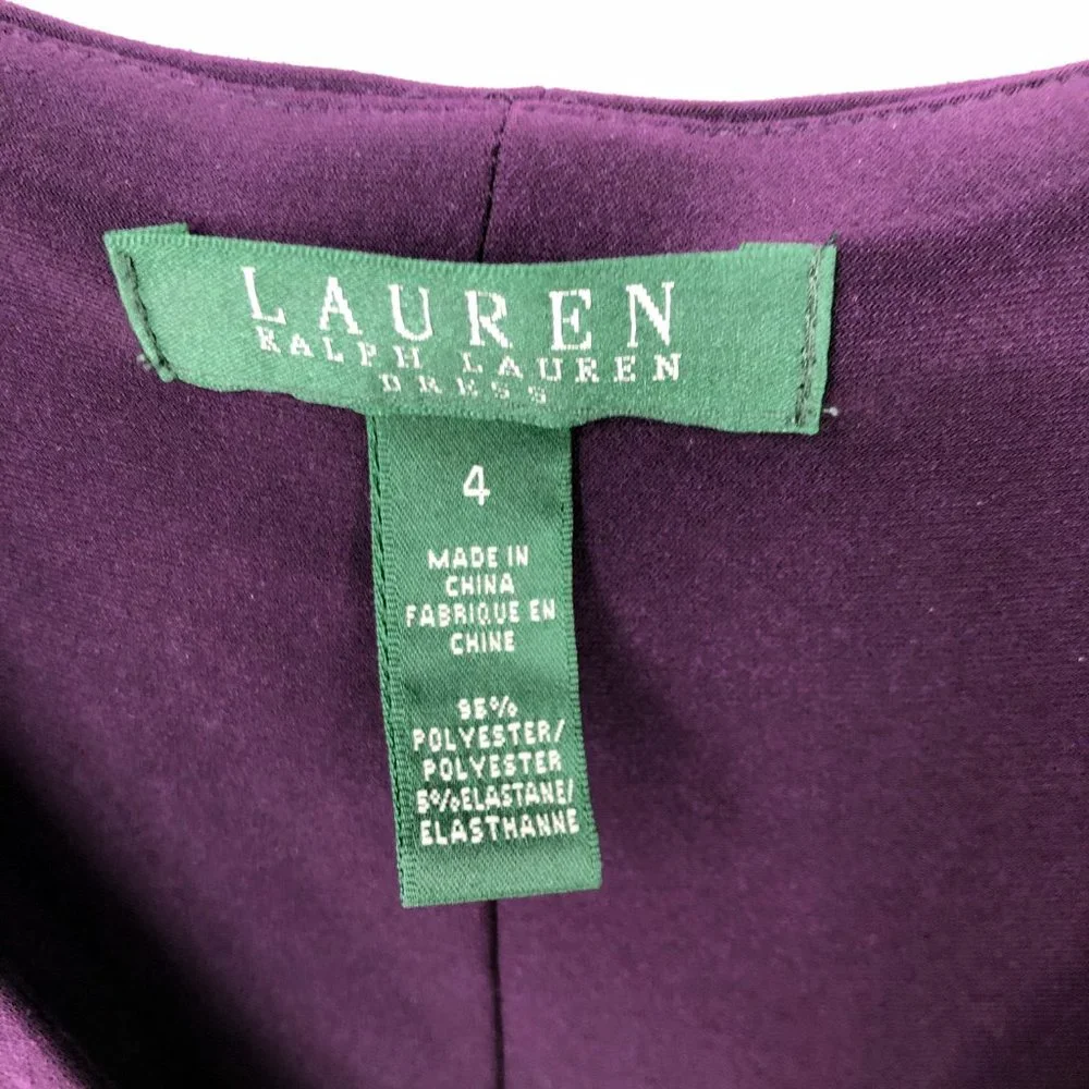 Lauren Ralph Lauren Purple Bow Front Sheath Dress - Picture 5 of 7